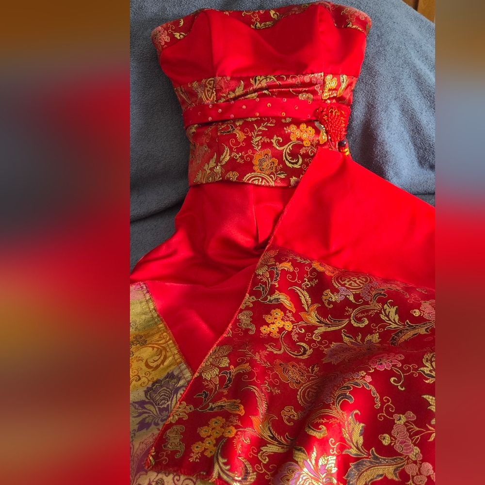 Elegant Red Floral Women's Dress